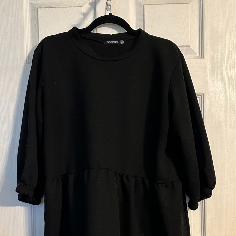 Boohoo Black Sweatshirt Midi Dress